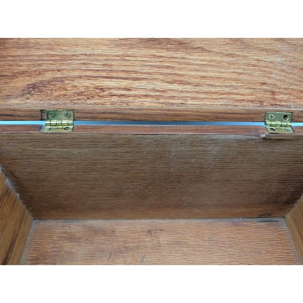 Vtg Oak Box Dovetail Handmade Hinged Lid Jewelry Watch Trinket